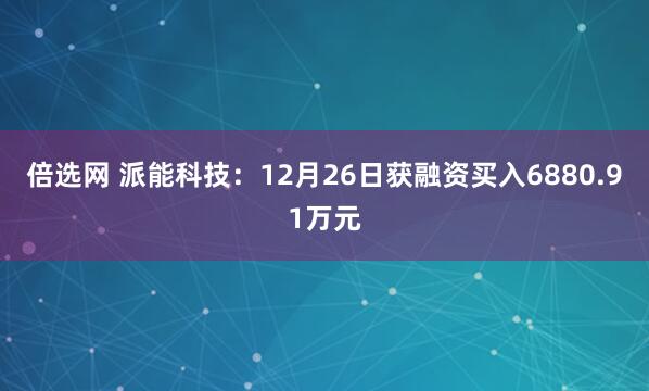 倍选网 派能科技：12月26日获融资买入6880.91万元